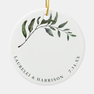 Eenvoudig Eucalyptus Botanical Weddenschap Keramisch Ornament