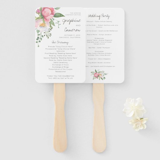 Eenvoudig Eucalyptus Floral Greenery Wedding Progr Handwaaier (Voorkant en achterkant)