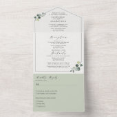 Eenvoudig Eucalyptus Greenery Wedding All In One Uitnodiging (Binnen)