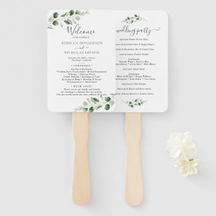 Eenvoudig Eucalyptus Greenery Wedding Programme Handwaaier