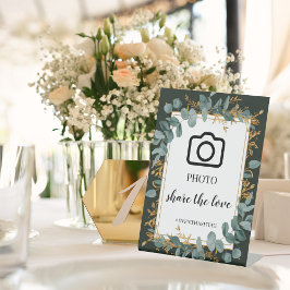 Eenvoudig Eucalyptus Greenery Wedding Reclamebord Met Voetstuk