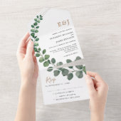 Eenvoudig Eucalyptus-minimalistisch huwelijk All In One Uitnodiging (Afscheurbaar)