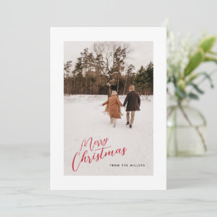 Eenvoudig Familie Prettig Kerstmis Foto Vakanties Feestdagenkaart