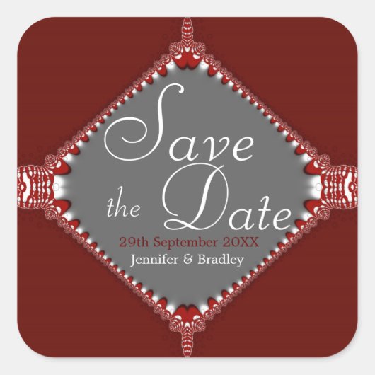 Eenvoudig Fancy sparen de Teller van de Datum Vierkante Sticker (Voorkant)