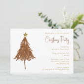 Eenvoudig feestelijk kerstboom feestje kaart (Staand voorkant)