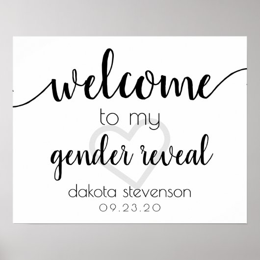 Eenvoudig feestwelkom | Zwart script hart bewerkba Poster (Voorkant)