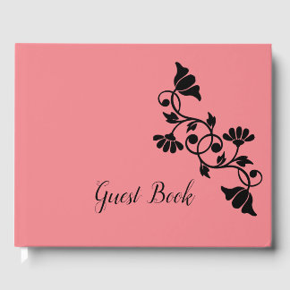 Eenvoudig Floral Salmon Guest Book Gastenboek