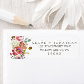 Eenvoudig Floral Waterverf Bouquet Wedding Label (Insitu)
