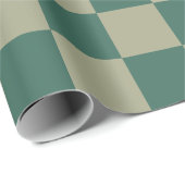 Eenvoudig Forest Green en Sage Checkerboard-patroo Cadeaupapier (Rol Hoek)