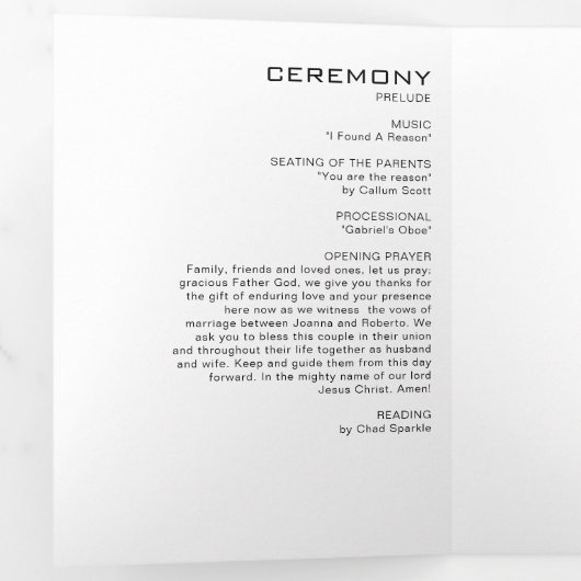 Eenvoudig formeel drievoudig weddenschap drieluik uitnodiging (Binnenzijde eerst)