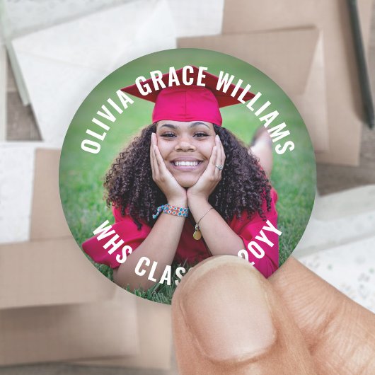 Eenvoudig foto-Afstuderen Modern minimalistisch le Ronde Sticker