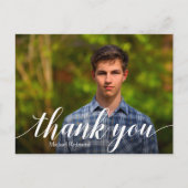 Eenvoudig Foto Afstuderen White Script Hartelijk d Briefkaart (Voorkant)