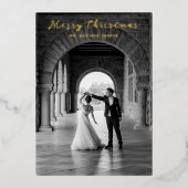 Eenvoudig Foto Elegant Kerstmis Folie Feestdagenkaart (Voorkant)