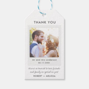 Eenvoudig fotohuwelijk Bedankt voor je plezier Cadeaulabel
