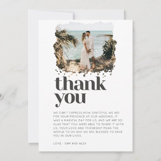 Eenvoudig fotohuwelijk Dank je Bedankkaart (Voorkant)