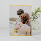 Eenvoudig fotohuwelijk Dank je Folie feestdag Kaar Folie Feestdagenkaart (Staand Voorkant)