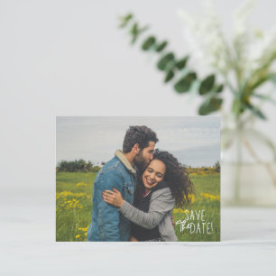 Eenvoudig fotohuwelijk sparen de datum aankondigingskaart