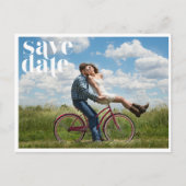 Eenvoudig fotohuwelijk sparen de datum aankondigingskaart (Voorkant)