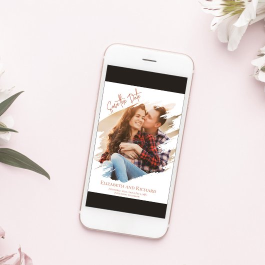 Eenvoudig fotohuwelijk sparen de datum save the date