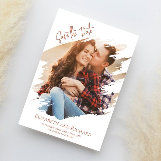 Eenvoudig fotohuwelijk sparen de datum save the date