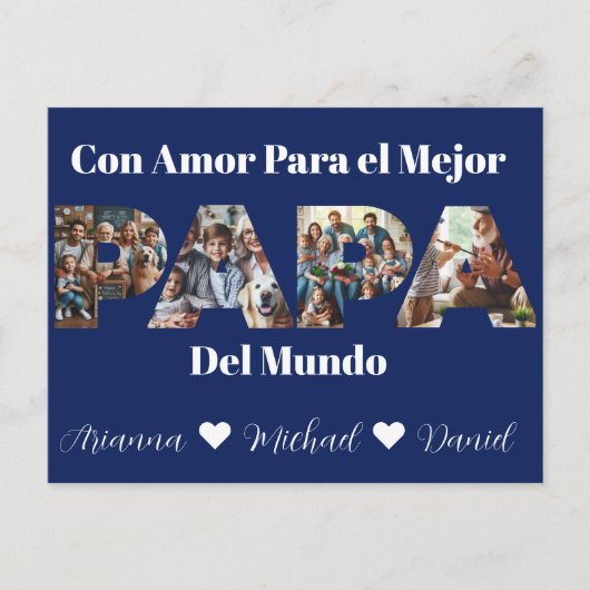 Eenvoudig fotoscript beste papa ooit Spaans Briefkaart (Voorkant)
