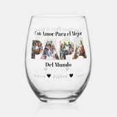 Eenvoudig fotoscript beste papa ooit Spaans Wijnglas Zonder Voet (Voorkant)