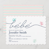 Eenvoudig Frans Bebe Butterfly Baby shower Kaart (Voorkant / Achterkant)
