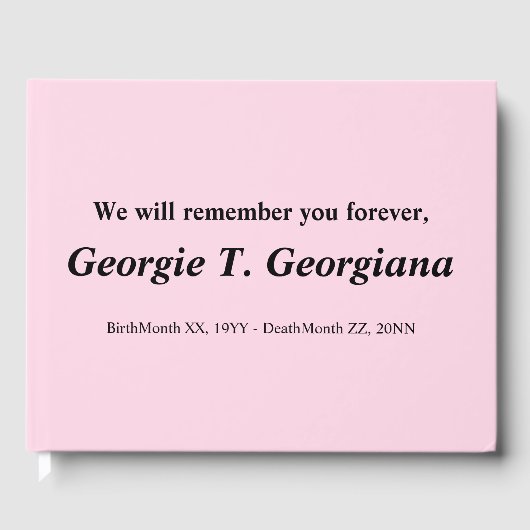 Eenvoudig Funeral Guest Book Gastenboek (Voorkant)