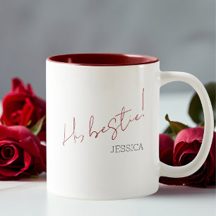 Eenvoudig Galentijns dag minimalistisch chique scr Tweekleurige Koffiemok