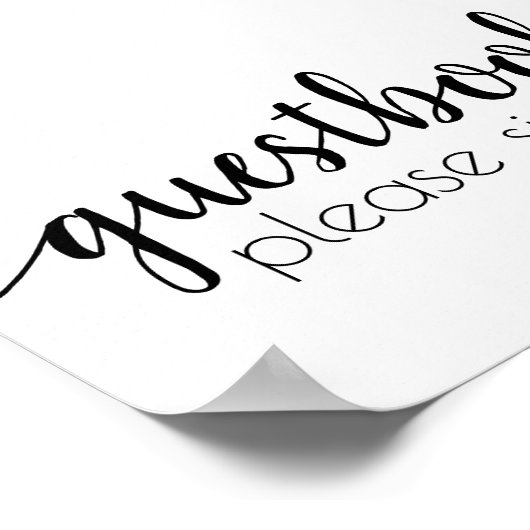 Eenvoudig gastenboek | Zwart script elk eventteken Poster (Hoek)