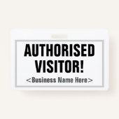 Eenvoudig "GEAUTORISEERDE BEZOEKER!" Badge (Achterkant)