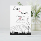 Eenvoudig gebergte, zwart, wit en rood huwelijk save the date (Staand voorkant)