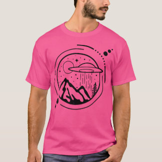 Eenvoudig Gebied 51 Minimaal UFO-Tattoo Lijn Kunst T-shirt