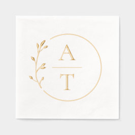 Eenvoudig gebladerte Elegant Monogram Huwelijk Folie Servetten