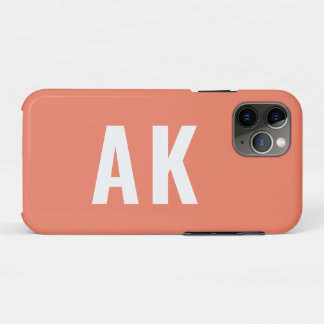 Eenvoudig gebold Initiaal Monogram koraalroze iPhone 11 Pro Hoesje