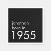 Eenvoudig Geboren in 1955 Zwarte 70e Verjaardagsfe Servet (Voorkant)