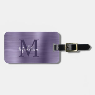 Eenvoudig geborsteld metallisch midnight Paars mon Bagagelabel