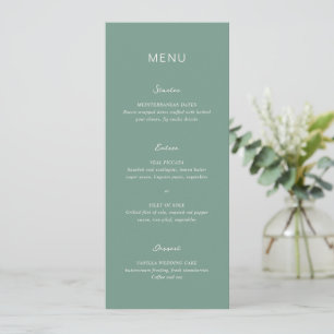 Eenvoudig Gedempt Groen Elegant Bruiloft Menu