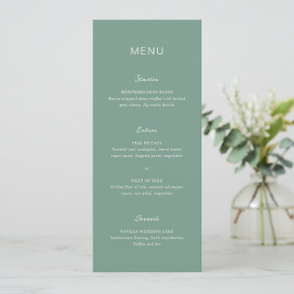 Eenvoudig Gedempt Groen Elegant Bruiloft Menu