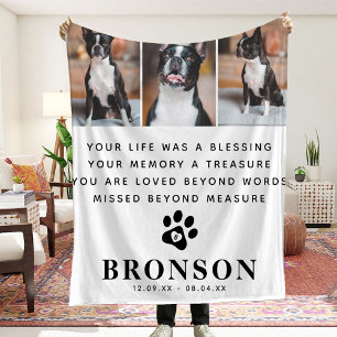 Eenvoudig gedenkteken Pet Loss Quote & Photo Colla Fleece Deken