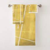 Eenvoudig geel Abstract Jouw naam gestript Bad Handdoek (Insitu)