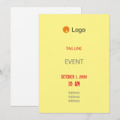 Eenvoudig geel bedrijf kaart (Voorkant / Achterkant)