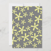 Eenvoudig geel en grijs Floral Pattern Wedding Kaart (Achterkant)