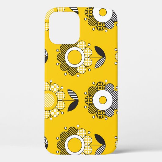 Eenvoudig geel folk bloemmotief Case-Mate iPhone case (Achterkant)
