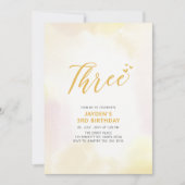 Eenvoudig geel hart 3de verjaardag kaart (Voorkant)