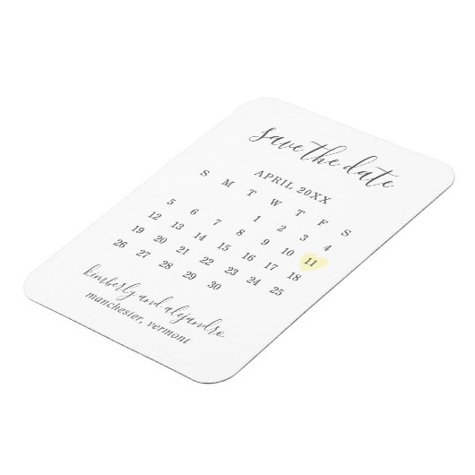 Eenvoudig geel kalenderdeeg - hart Opslaan datum Magneet (Linkerzijde)