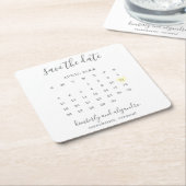 Eenvoudig geel kalenderdeeg - hart Opslaan datum Vierkante Kartonnen Onderzetter (Schuin)