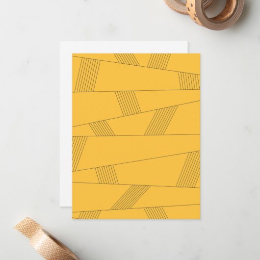 Eenvoudig, geel, modern abstract grafisch ontwerp notitiekaartje (Voorkant / Achterkant in situ)