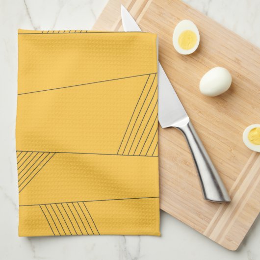 Eenvoudig, geel, modern abstract grafisch ontwerp theedoek (Quarter Fold)