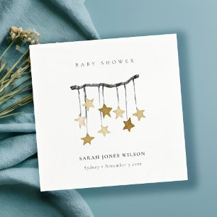 Eenvoudig geel neutraal Star mobiel Baby shower Servet